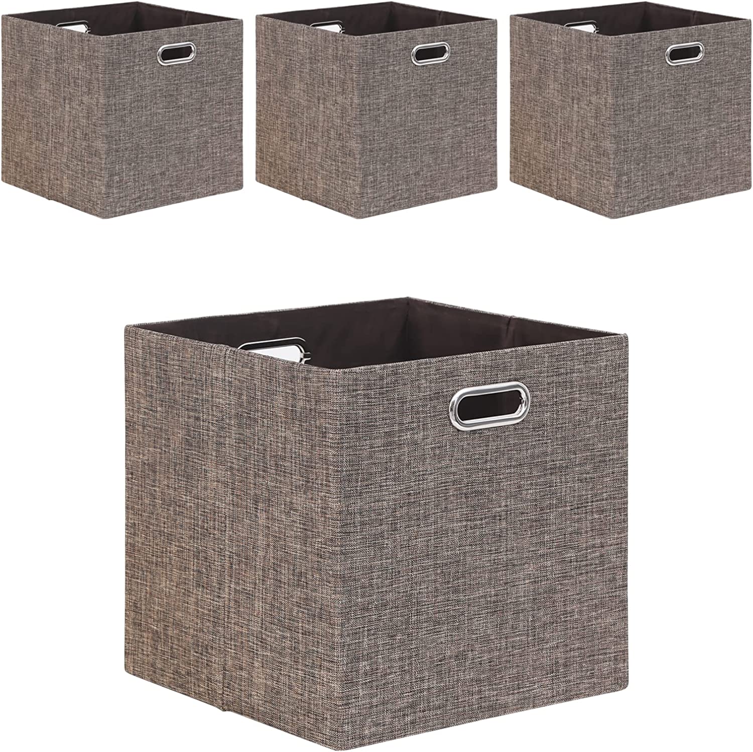 Cube Storage Bins 13×13 Linen Foldable Box with Handles, Collapsible ...