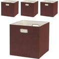 thumbnail image 1 of Cube Storage Bins 13×13 Linen Foldable Box with Handles, Collapsible Organization Basket Set of 4 Large Capacity Drawer for Closet Shelf Cabinet Bookcase Bedroom, Trunk Brown, 1 of 10