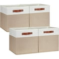 thumbnail image 1 of Cube Storage Bins,13 x 13 x 13 inch Fabric Storage Cubes for Organizing,Collapsible foldable Linen Canvas Closet Storage Bins for Shelves Closet Bedroom Toys Home Office(White&Khaki-4 Pack), 1 of 10