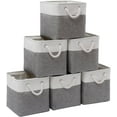 thumbnail image 1 of Cube Storage Bins, Collapsible Fabric Cube Storage Bin, 11 Inch Cube Storage Bins with Handles, Foldable Storage Cubes (White/Gray, 6Pack), 1 of 6