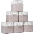 thumbnail image 1 of Cube Storage Bins, Collapsible Fabric Storage Cubes Bins, 11 Inch Cube Storage Bins with Handles, Foldable Storage Cubes (White/Beige, 6Pack), 1 of 15