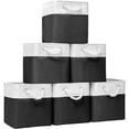 thumbnail image 1 of Cube Storage Bins, Collapsible Fabric Storage Cubes Bins, 11 Inch Cube Storage Bins with Handles, Foldable Storage Cubes (White/Black, 6Pack), 1 of 14