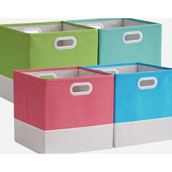Cube Storage Bins with Macaron Cream White, 13x15x13 in 4 Pack