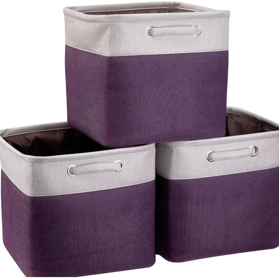 Cube Storage Bins with Purple - 3-Pack Purple Storage 13 Inch, Purple