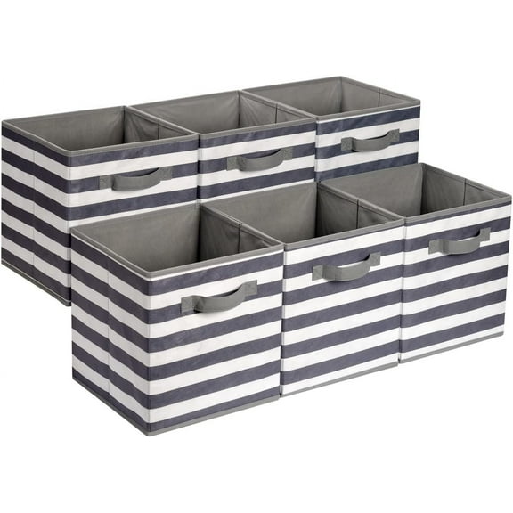 Cube Storage Box, Foldable with Handle, 6-Pack, 10.5" x 10.5" x 11", Beige
