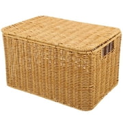 Cube Storage Boxes with Lids and Metal Frame Woven Storage Basket Multipurpose Sundries Basket