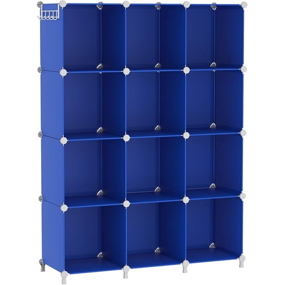 Cube Storage Organizer, 12 Cube Closet Organizers and Storage Shelves, DIY Stackable Bookshelf for Bedroom, Home, Admiral Blue