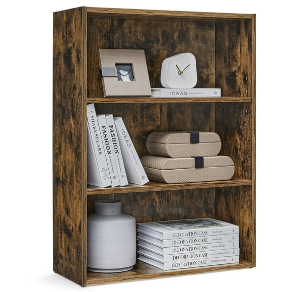 Cube Storage Organizer 3-Tier Bookshelf Bookcase with Adjustable Storage Shelves Rustic Brown
