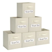 Cube Storage Organizer 6 Pack – Dual Handle Storage Baskets with Label Slot