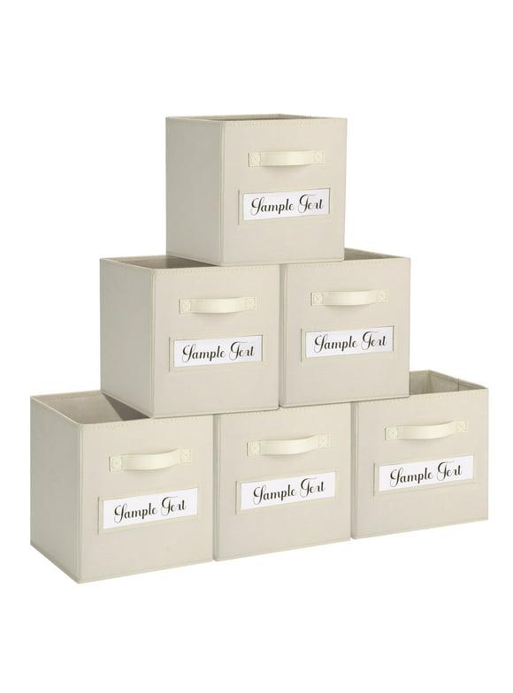 Cube Storage Organizer 6 Pack – Dual Handle Storage Baskets with Label Slot