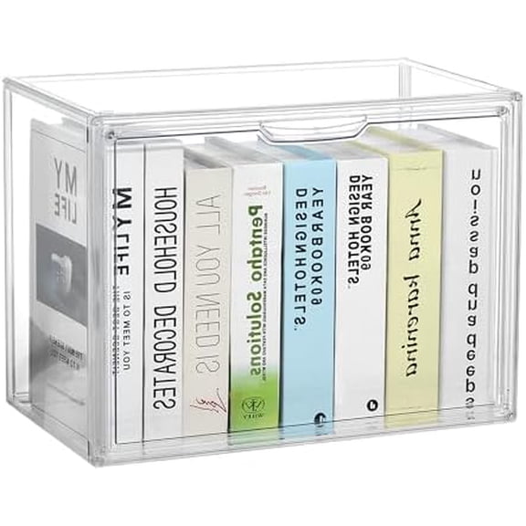 Cube Storage Organizer Acrylic Book Case Display Case Box Stackable Book Storage Containers With Magnetic Door Clear Plastic Portable Organizer For Living Room Bedroom 1 Pack