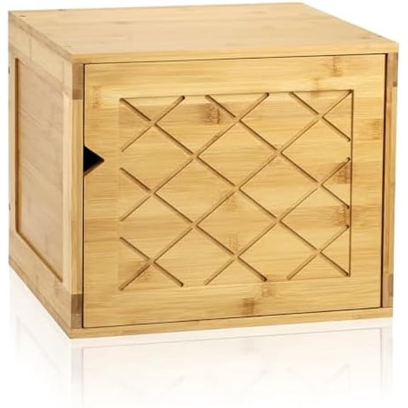 Cube Storage Organizer, Bamboo Cube Bookshelf, Stackable Connect Storage Cube Cubby Organizer with Door, Stackable Cubes Bin for Bedroom, Home and Office$$