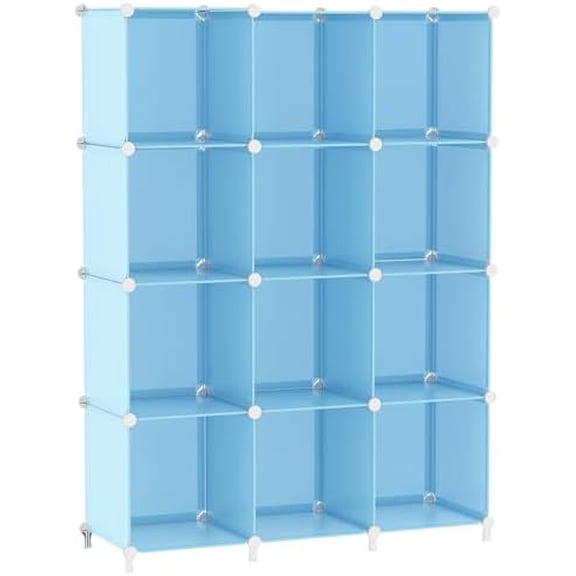 Cube Storage Organizer Protable Closet Organizers and Storage for Kids DIY Stackable 12 Cube Storage Shelves Clothes Organizer for Bedroom, Home, Blue