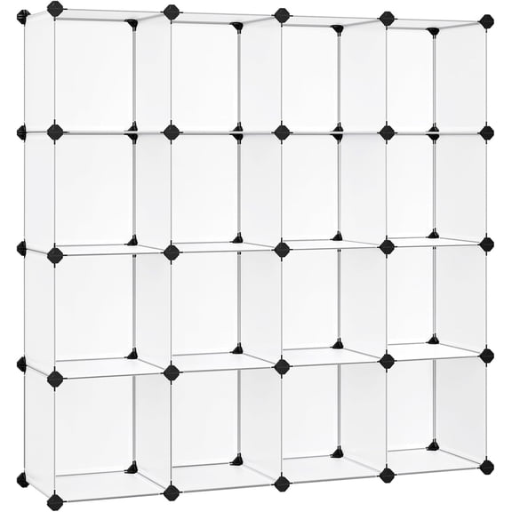 Cube Storage Organizer, Set of 16 Plastic Cubes, Closet Organizers and Storage, Room Organization, Bedroom Living Room, 12.2 x 48.4 x 48.4 Inches, Gray ULPC442G01