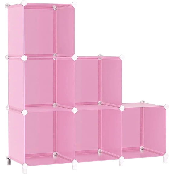 Cube Storage Organizer, Storage Cubes Shelves Bookshelf, 6 Cube Closet Organizers and Storage, DIY Stackable Plastic Clothes Organizer Shelving for Bedroom, Home, Black