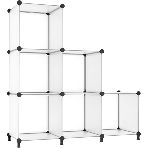 Cube Storage Organizer, Storage Cubes Shelves Bookshelf, 6 Cube Closet Organizers and Storage, DIY Stackable Plastic Clothes Organizer Shelving for Bedroom, Home, Black