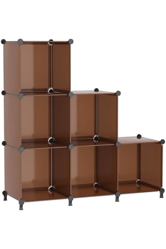 Cube Storage Organizer, Storage Cubes Shelves Bookshelf, 6 Cube Closet Organizers and Storage, DIY Stackable Plastic Clothes Organizer Shelving for Bedroom, Home, Cocoa Brown
