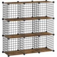 thumbnail image 1 of Cube Storage Organizer, Wire Cube Storage, 9-Cube Metal Grid Storage Shelf, Modular Cabinet, DIY Cube Bookshelf, for Living Room, Bedroom, Study, Rustic Brown and Black, 1 of 9