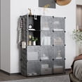 thumbnail image 1 of Cube Storage Organizer with Doors, 12-Cube Shelves, Closet Cabinet,  Plastic Modular Bookshelf, Black, 1 of 6
