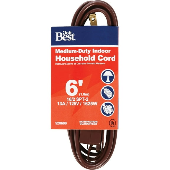 Cube Tap Extension Cord, 6' 16/2 Brown Ext Cord Woods Extension Cords