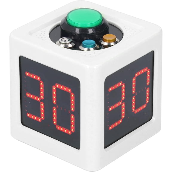 Cube Timer ABS 3 Buttons 1.4in 4 Sided Digital Countdown Stopwatch for Private Poker Chess Casinos Timer (White)