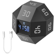 Cube Timer ABS Rotating Pomodoro Timer Time Management Cube with 12 Side Time Module Rechargeable Pomodoro Timer 3 Alarm Reminder Modes Cube Timer Suitable for Bedroom