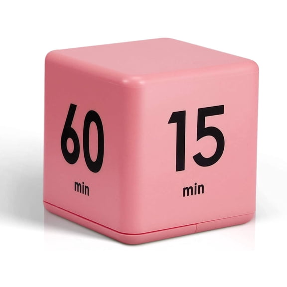Cube Timer, Gravity Sensor Flip Timer for ADHD Productivity, Classroom Kitchen Study Workout Cooking Desk for Time Mana ment, 15 20 30 60 Minutes Countdown Tool(Pink)