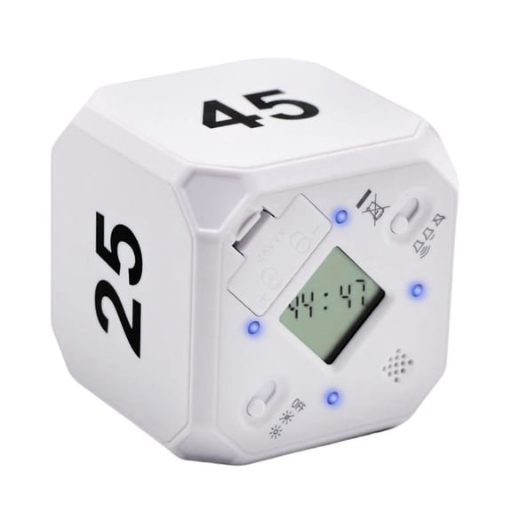 Cube-Timer Kitchen Timer Sensor Flip Meditation Timer Management and Countdown 5-15-25-45 Min(White)