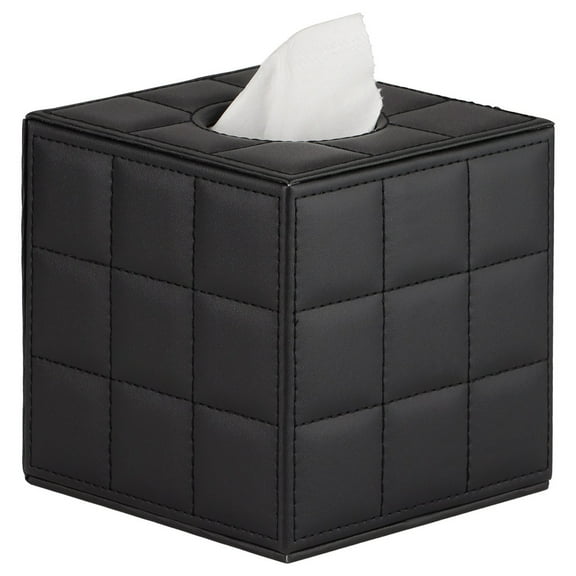Cube Tissue Box Holder, Faux Leather Roll Paper Box Cover, Square Napkin Dispenser, Countertop Tissue Container for Toilets Bathrooms Offices Restaurants Hotels