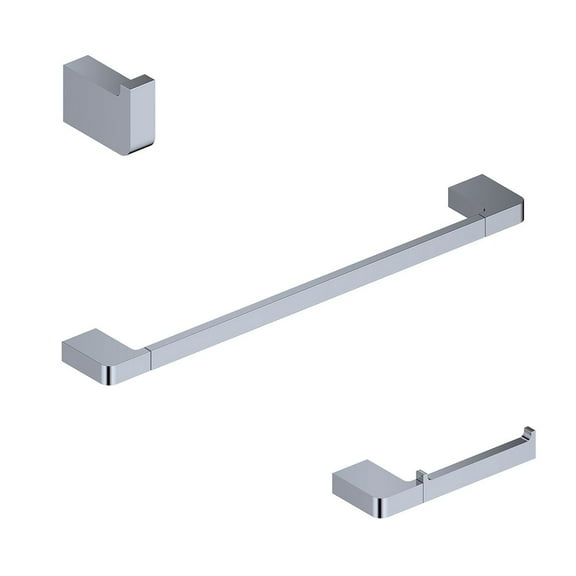 Cube WSBC 226890A CR Bathroom Accessory Set with 19" towel bar, toilet paper holder & bathroom hook