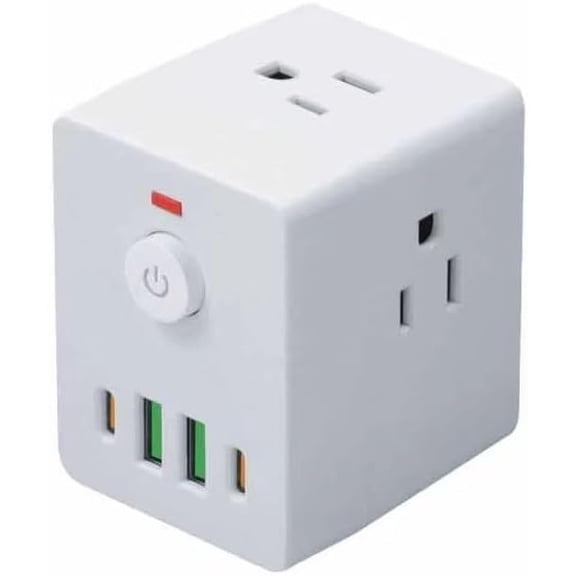 Cube Wall Outlet Extender,4 AC Outlets 2 USB 2 Type-C Overload Protection Multi-Sided Plug