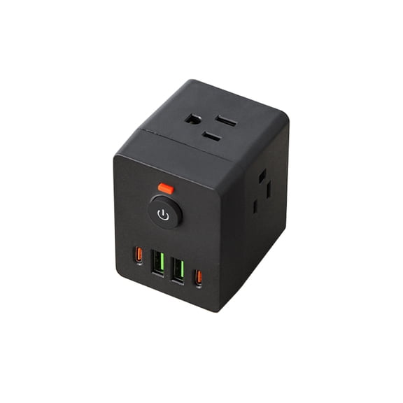 Cube Wall Outlet Extender Socket,4 US AC Outlets 2 USB 2 Type-C On/Off Switch Multi-Sided