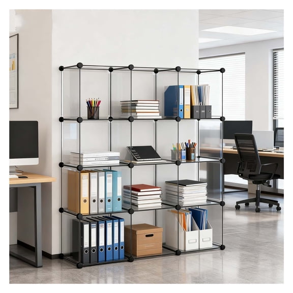 Cube shelf white, 16-compartment plastic shelf, expandable shelving system as storage shelf for clothes, toys - open step shelf for bedrooms and children's rooms