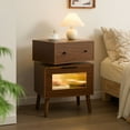 thumbnail image 1 of Cubehom LED End Side Table Bedside Tables for Living Room Night Stand with Glass Top for Adult 19.6'D x 13.7 'Wx 27.6'H, 1 of 7
