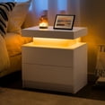 thumbnail image 1 of Cubehom LED Bedside Table, 2-Drawer Modern Nightstand with Storage, White End Side Table for Living Room and Bedroom Furniture, 1 of 6