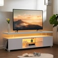 thumbnail image 1 of Cubehom LED TV Stand for 60 inch TV,  51'' Wood Entertainment Center with Storage, White, 1 of 7