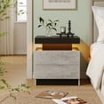 thumbnail image 1 of Cubehom Nightstand LED Bedside Table with 2 Drawers Modern Wood for Adults Bedroom Room Grey, 1 of 5
