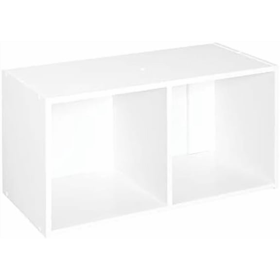 Cubeicals 2 Cube Storage Shelf Organizer Bookshelf, Stackable or Hanging Wall Mount, Easy Assembly, White Wood Finish