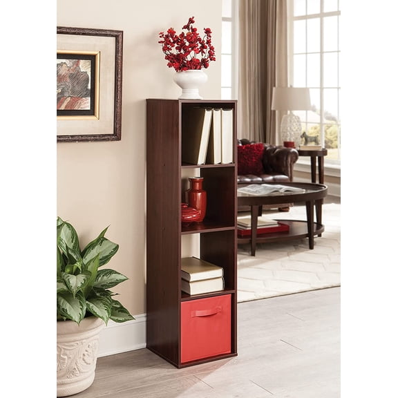 Cubeicals 4 Cube Storage Shelf Organizer Bookshelf, Dark Cherry