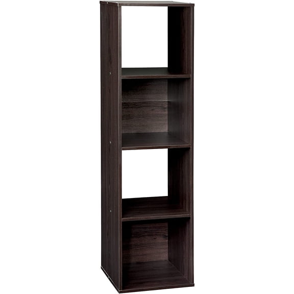 Cubeicals 4 Cube Storage Shelf Organizer, Stackable, Vertical or Horizontal, Easy Assembly, Wood, Espresso Finish