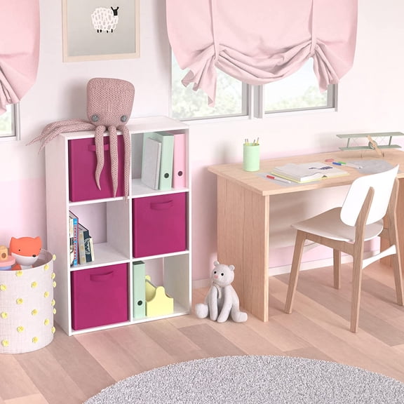 Cubeicals 6 Cube Storage Shelf Organizer Bookshelf, Stackable, Vertical or Horizontal, Easy Assembly, Wood, White Finish