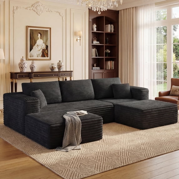 Cubente 108" Sectional Couch, Cloud Sofa, Boneless Couch No Assembly Required Modular Couch U-shaped Couch for Living Room