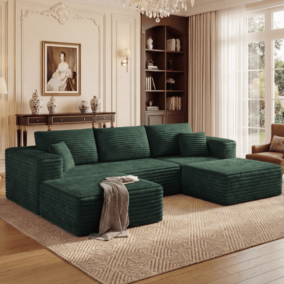 Cubente 108" Sectional Couch, Cloud Sofa, Boneless Couch No Assembly Required Modular Couch U-shaped Couch for Living Room