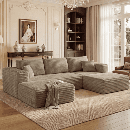 Cubente 108" Sectional Couch, Cloud Sofa, Boneless Couch No Assembly Required Modular Couch U-shaped Couch for Living Room