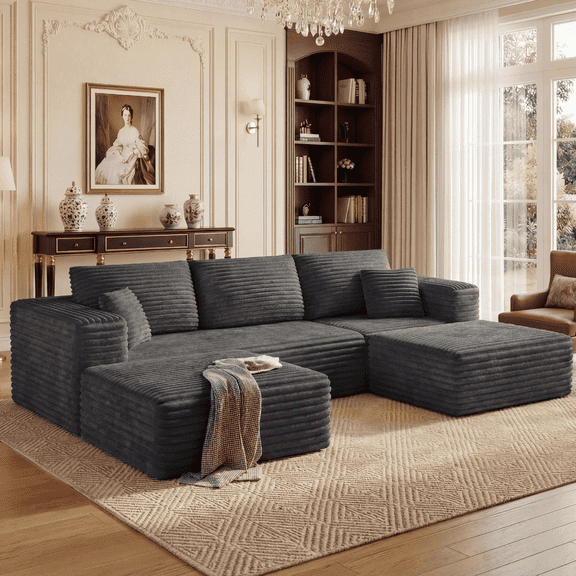 Cubente 108" Sectional Couch, Cloud Sofa, Boneless Couch No Assembly Required Modular Couch U-shaped Couch for Living Room