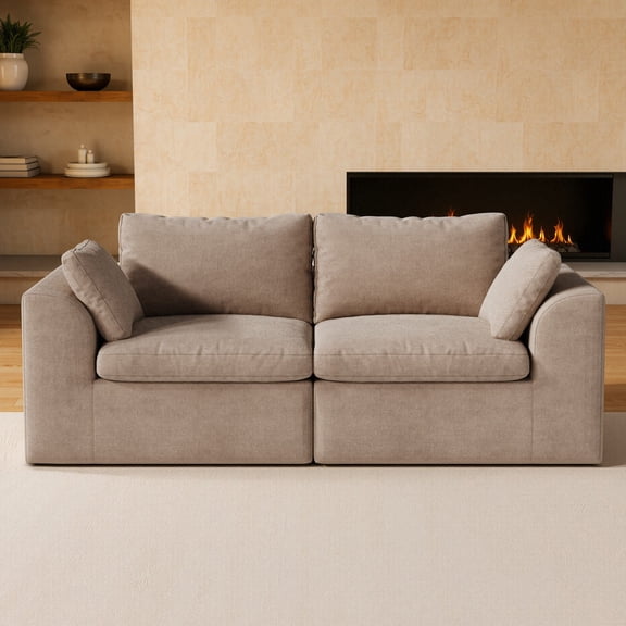 Cubente 78.7" Boneless Cloud Loveseat Sofa, 2-Seater Modular Deep Seat Couch in Soft Two-Tone Mousse Fabric, No Assembly Required for Living Room