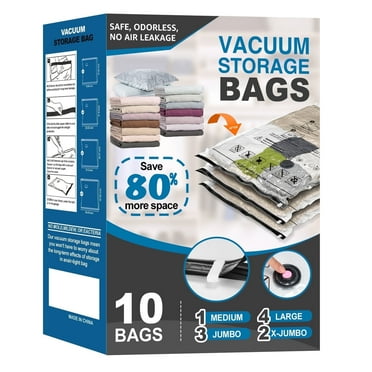 Cubepoint 10 Combo Vacuum Storage Bags, 2 X-Jumbo 3 Jumbo 4 Large 1 Medium Space Saver Storage Bags, Airtight Double Zipper Vacuum Seal Bags for Clothes, Comforters, Blankets