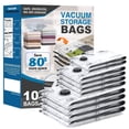 thumbnail image 1 of Cubepoint 4 Jumbo 4 Large 2 Medium Vacuum Storage Bags, 10 Combo Reusable Travel Vacuum Storage Bags for Clothes Compression, Airtight Double Zipper Space Bags, 1 of 12