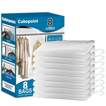 Cubepoint 8 Pack Hanging Vacuum Storage Bags(28 X 47 in), Hanging Vacuum Space Saver Clear Bags for Clothes, Suits, Dress, Jackets