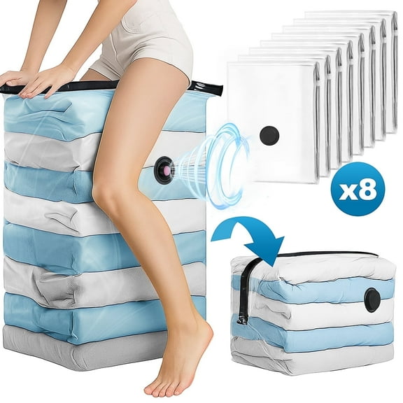 Cubepoint 8 Jumbo Cube Instant Space Saver Storage(27.5 X 12.6 X 39.35 in), Jumbo Vacuum Storage Bags, Clothes Storage Cubes, Extra Large Vacuum Seal Bags for Bedding, Blankets, Comforters